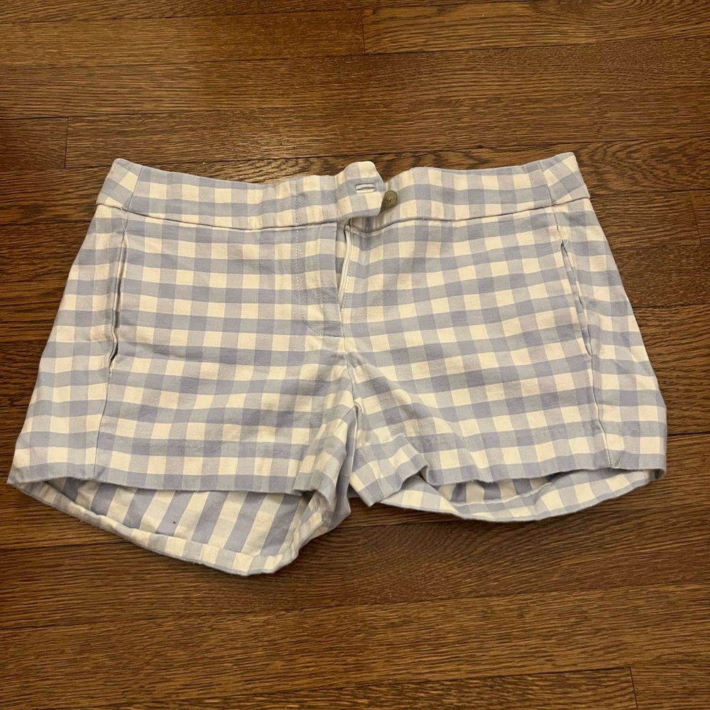 Blue and White Checkered Women Shorts
